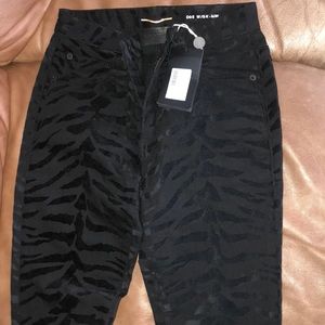 Saint Laurent Black Zebra Print Skinny Jeans